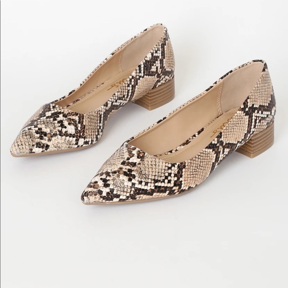 NWT Lulus Snake Print Low Pointed-Toe Heels - Picture 5 of 8